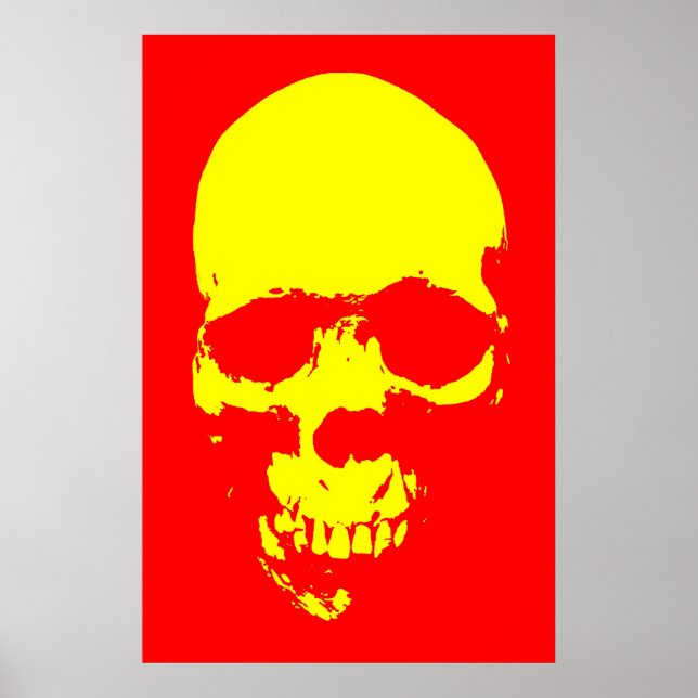 Poster d'art Pop Skull - Rouge et Jaune (Devant)