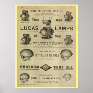 Poster d'art publicitaire du magazine Lampes à vél