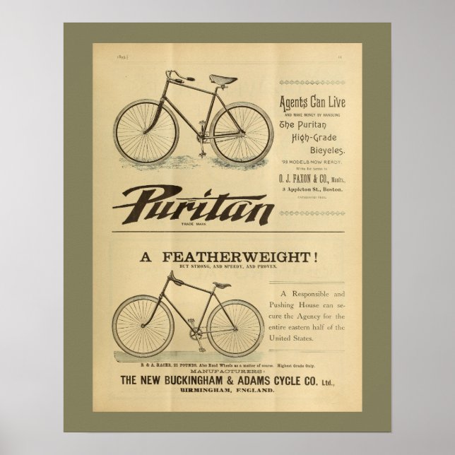 Poster d'art publicitaire du magazine Vintage Bicy (Devant)