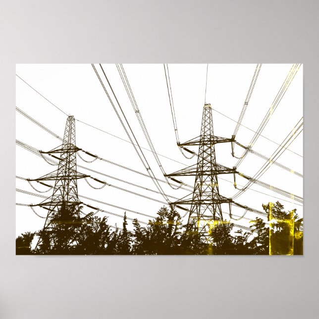 Poster d'art Retro Power lines (Devant)