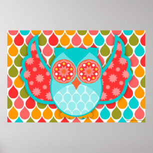 Poster d'art rouge et Turquoise de Owl Boheme