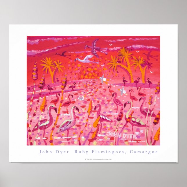Poster d'art : Ruby Flamants roses, Camargue, Fran (Devant)