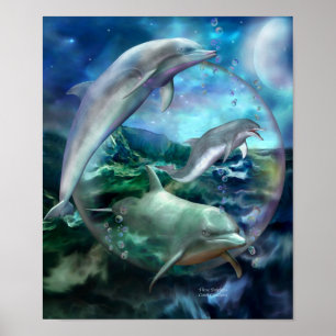 Poster d'art trois dauphins/Imprimer