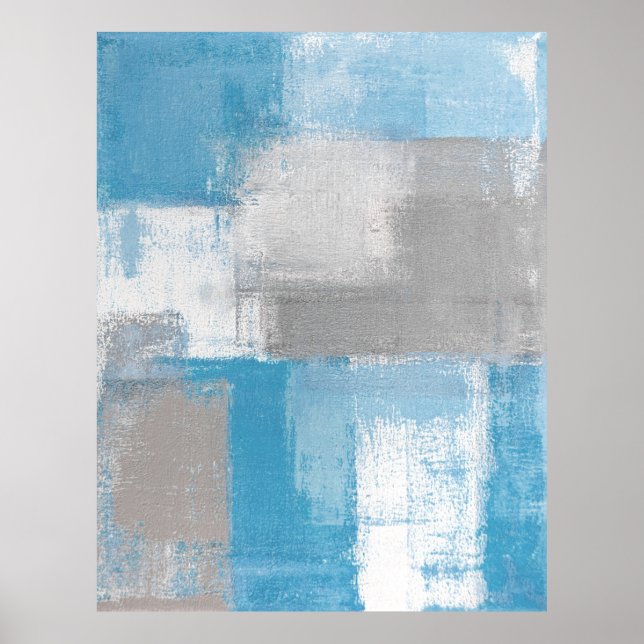 Poster d'art Turquoise et gris "Furry" Imprimer (Devant)