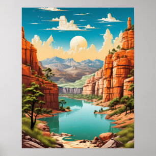 Poster d'art vibrant et rétro Grand Canyon