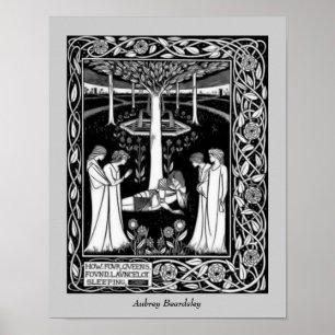 Poster d'art Vintage Beardsley Four Queens Lancelo