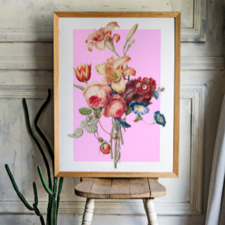 Poster d'art vintage Floral rose