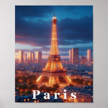 Poster d'art voyage Tour Paris Eiffel