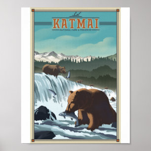 Poster d'artisanat du Parc national de Katmai Lith
