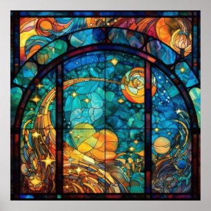 Poster d'artisanat en verre peint paradisiaque