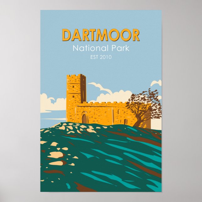 Poster Dartmoor National Park Brentor Church Angleterre (Devant)