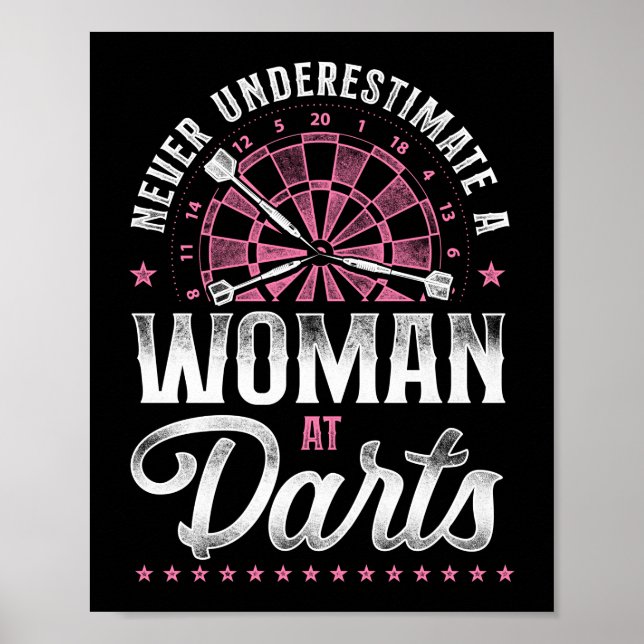 Poster Darts Dart Ne Sous-Estime Jamais Une Femme À Darts (Devant)