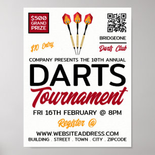 Poster Darts Design, Darts Tournament Publicité