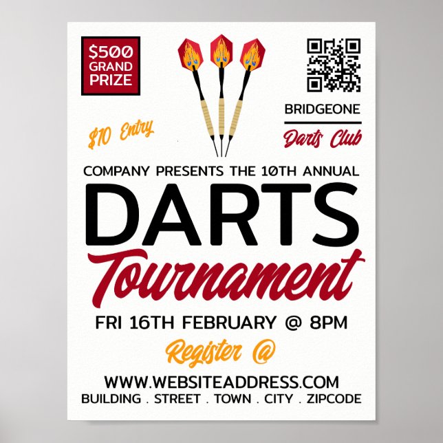 Poster Darts Design, Darts Tournament Publicité (Devant)