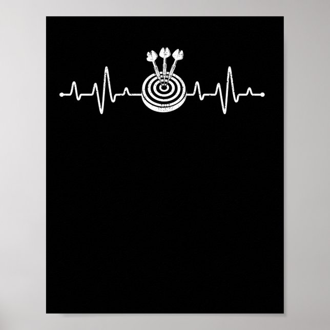 Poster Darts Heartbeat Funny Dart player pouls cible (Devant)
