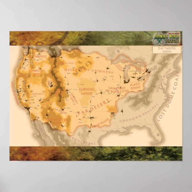 Poster Darwin's World Twisted Earth Map avec arrière - pl (Devant)