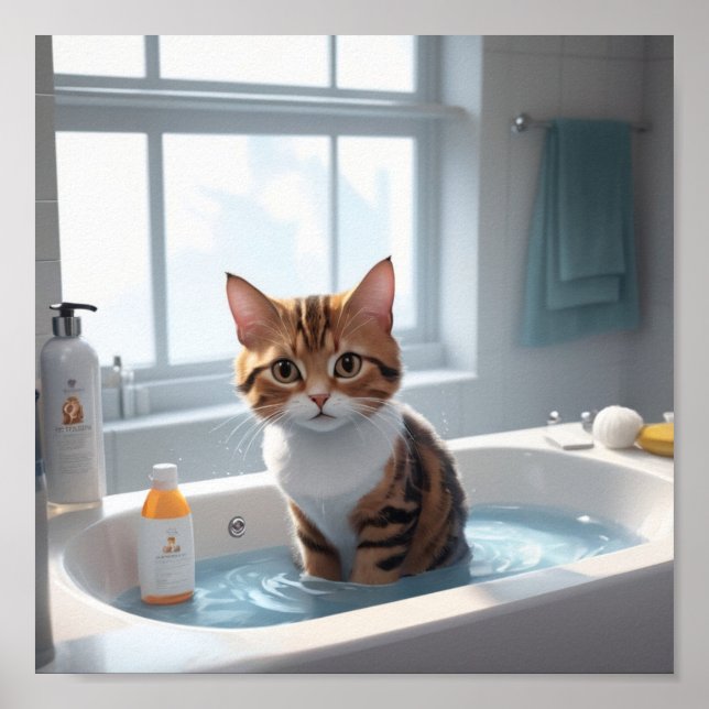 Poster Das ultimative Bathwannerlebnis der Katze (Vorne)