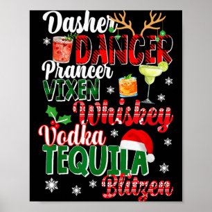 Poster Dasher Dancer Prancer Vixen Moscato Vodka Tequila