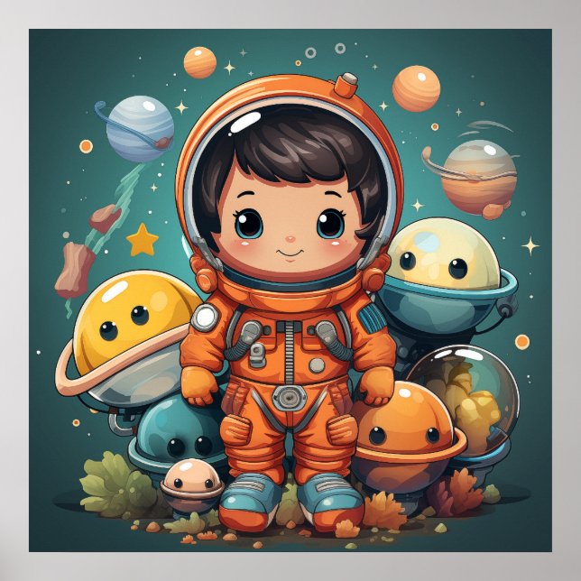 Poster d'astronaute mignon (Devant)