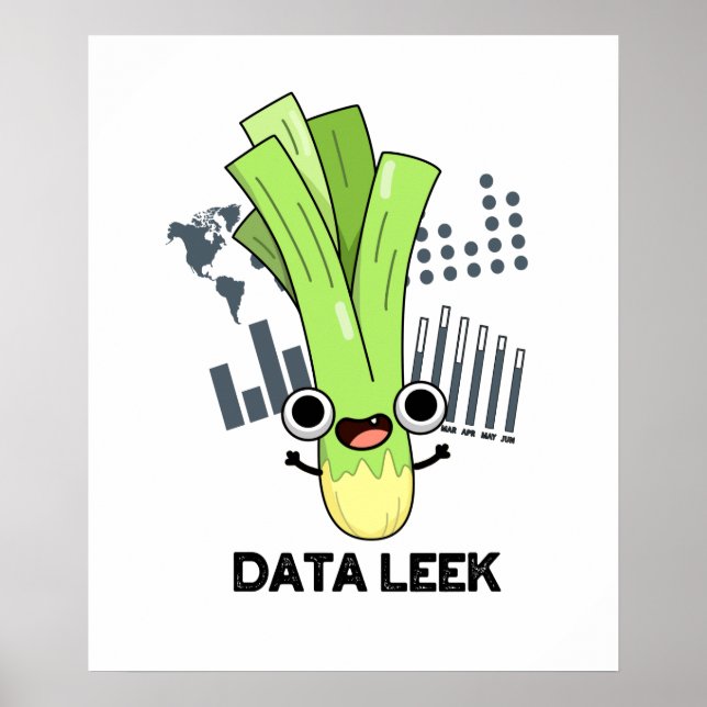 Poster Data Leek Funny Ordinateur Veggie Pun (Devant)