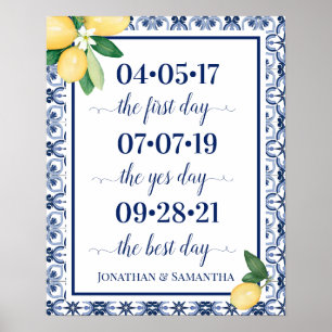 Poster Date de mariage du meilleur jour Oui Jour Méditerr