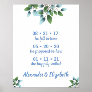Poster Date de mariage du meilleur jour Oui Signe Eucalyp