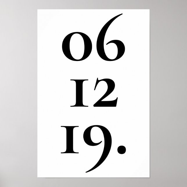 Poster Date spéciale personnalisée noir et blanc (Devant)