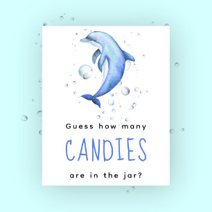 Poster Dauphin à l'aquarelle - Combien de bonbons jeu