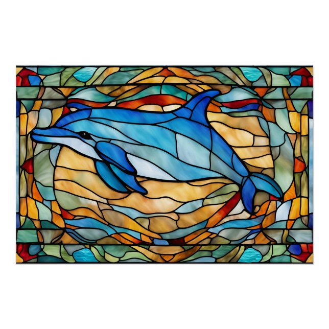 Poster Dauphin bleu verre (Devant)