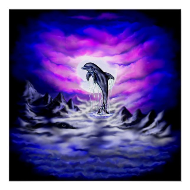 Poster Dauphin clair de lune (Devant)