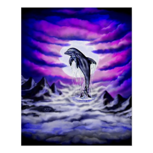 Poster Dauphin clair de lune (Devant)