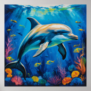 Poster Dauphin de peinture à l'huile