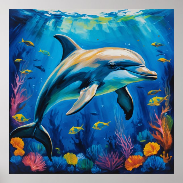 Poster Dauphin de peinture à l'huile (Devant)