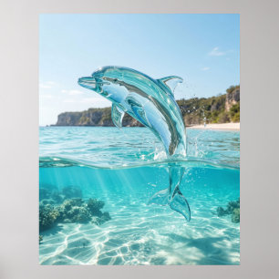 Poster Dauphin de verre Saut d'Azur