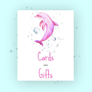 Poster Dauphin rose aquarelle - cartes et cadeaux
