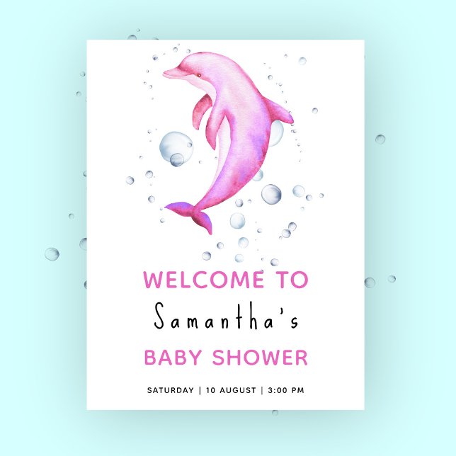 Poster Dauphin sous la mer baby shower accueil (Créateur téléchargé)