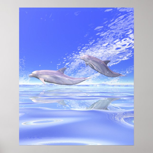 Poster Dauphins en course (Devant)