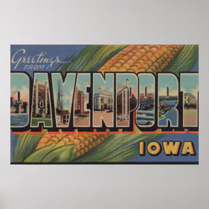 Poster Davenport, Iowa (maïs) - grandes scènes de lettre