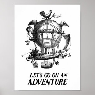 Poster d'aventure vintage Hot Air Balloon