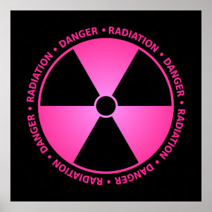 Poster d'avertissement de radiations roses