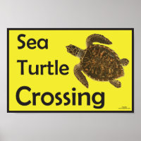 Poster d'avertissement pour le passage des tortues