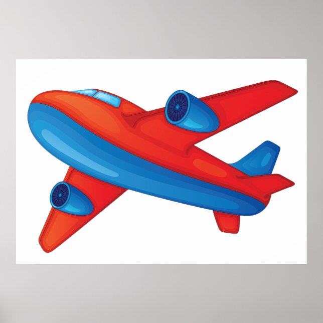 Poster d'avion rouge et bleu (Devant)