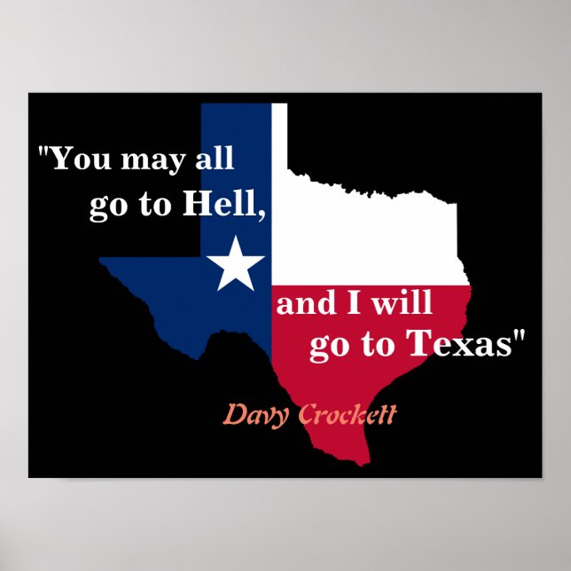 Poster Davy Crockett Citation Sur L'Enfer Et Le Texas Pos (Devant)