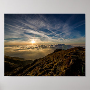 Poster Dawn Sun Mountain Landscape