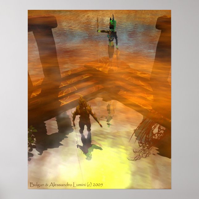 Poster DAWNING DARK /TEMPLE DE L'EAU HYPERION Sci Fi (Devant)