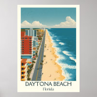 Daytona Beach Floride Vintage Ocean Travel Art