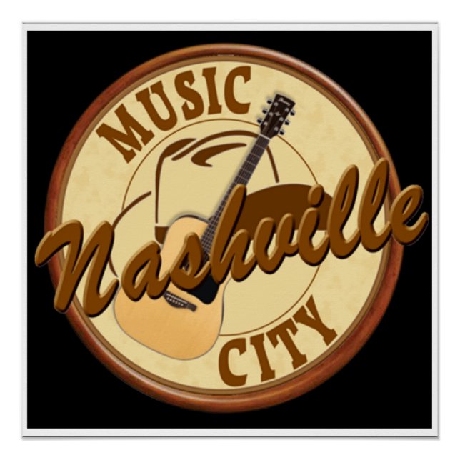 Poster de 20" x 20" de Nashville Music City (Devant)