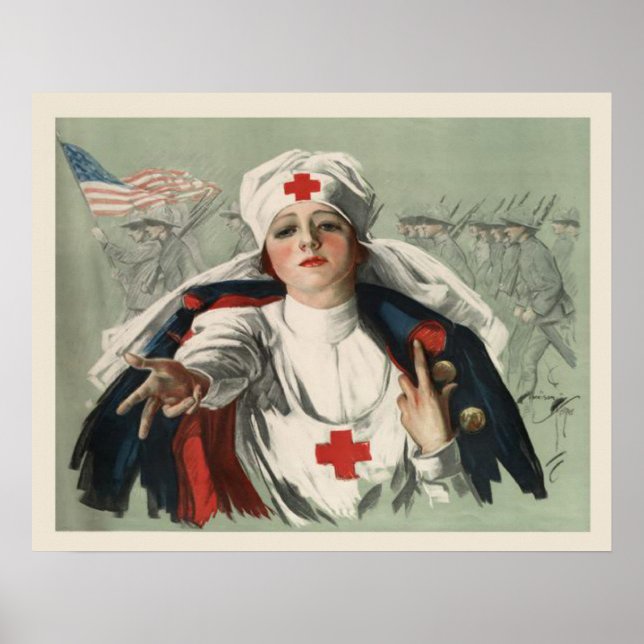 Poster de 2ÈME GUERRE MONDIALE avec Croix Rouge am (Devant)