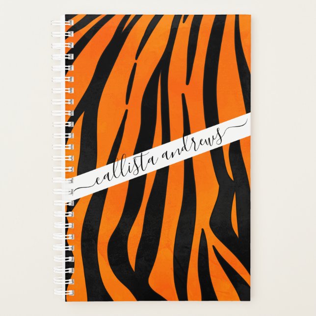 Poster de animal de bandes de tigres noirs orange  (Devant)