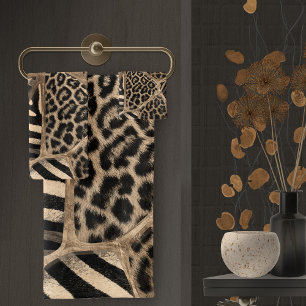 Poster de animal - Leopard et Zebra - or pastel